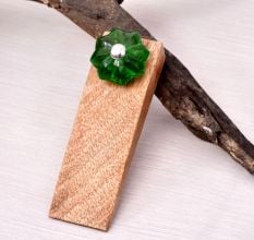 Green Flower Handmade Wooden Door Stopper